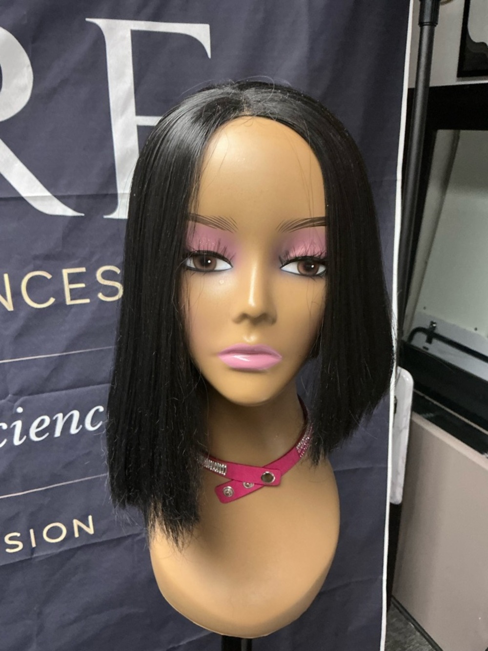 Black Straight Bob Wig with Center Part - Unbranded